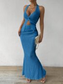 Set de Verano Top Halter con Nudo Frontal y Falda Sirena