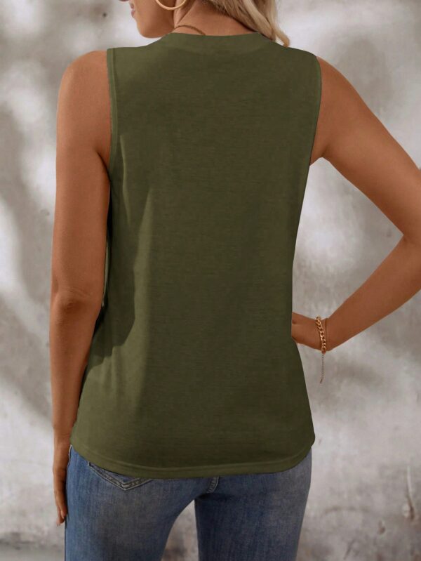 Musculosa de Verano de Color Sólido con Cuello Redondo y Plisado - Image 22