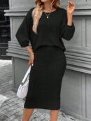 Conjunto de Remera y Falda Tubo con Textura de Punto