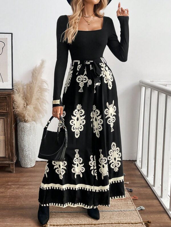 Mono Largo Boho con Estampado Geométrico y Manga Larga - Image 24