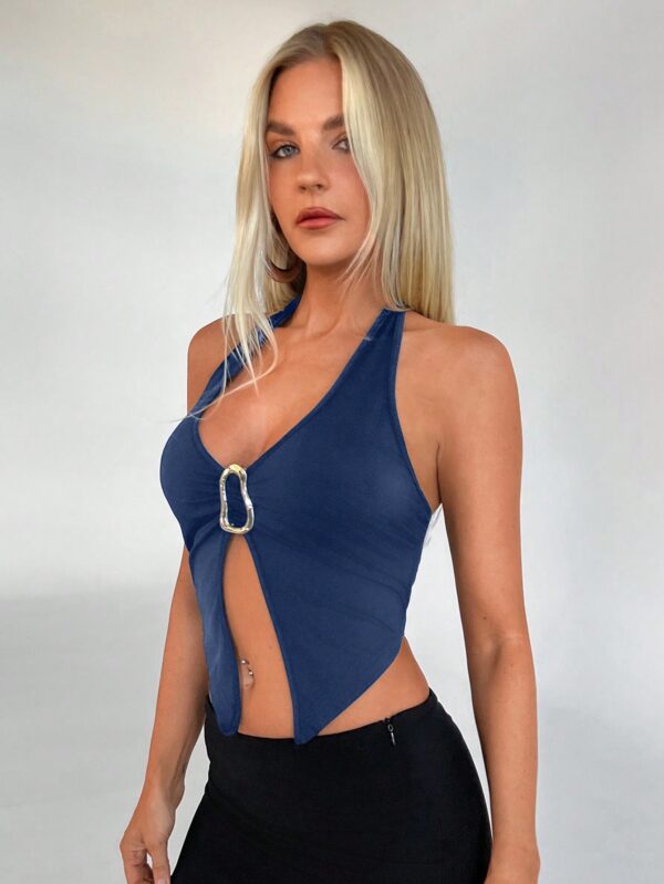Camisola Ajustada con Cuello Halter, Espalda Descubierta y Decoración Metálica - Image 83