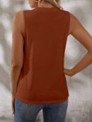 Musculosa de Verano de Color Sólido con Cuello Redondo y Plisado