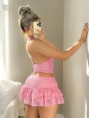 Set de Top Halter y Falda Estampado Leopardo