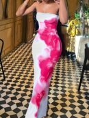 Vestido Midi Elegante con Estampado Floral y Tie-Dye