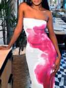 Vestido Midi Elegante con Estampado Floral y Tie-Dye