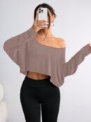 Remera Casual Manga Murciélago con Hombros Descubiertos