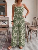 Conjunto Vacacional Boho para Mujer: Top Camisola Crop + Pantalones Largos Estampados