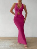 Set de Verano Top Halter con Nudo Frontal y Falda Sirena