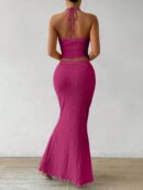 Set de Verano Top Halter con Nudo Frontal y Falda Sirena
