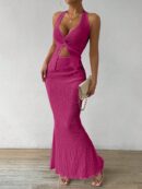 Set de Verano Top Halter con Nudo Frontal y Falda Sirena