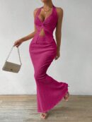 Set de Verano Top Halter con Nudo Frontal y Falda Sirena