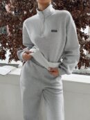 Set de Sudadera y Joggers de Fleece con Cierre y Cuello Alto