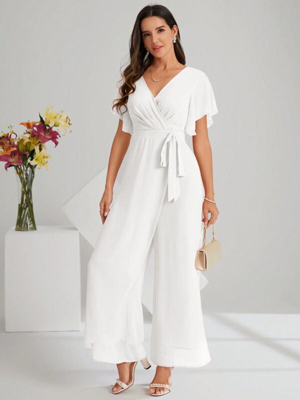 Mono Elegante de Pierna Ancha con Lazo y Mangas Mariposa - Image 15