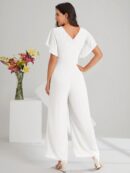 Mono Elegante de Pierna Ancha con Lazo y Mangas Mariposa
