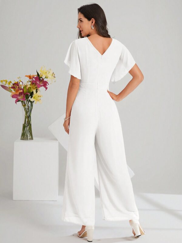 Mono Elegante de Pierna Ancha con Lazo y Mangas Mariposa - Image 16