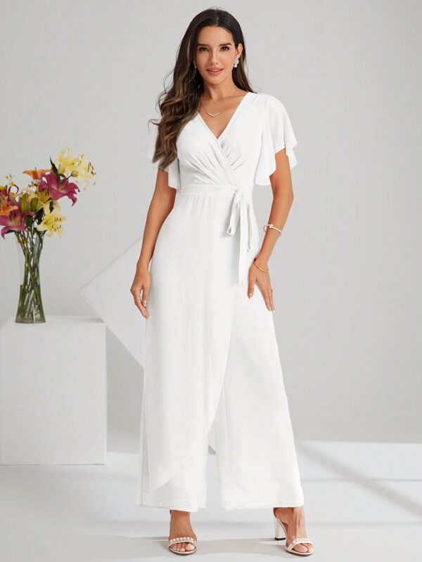 Mono Elegante de Pierna Ancha con Lazo y Mangas Mariposa - Image 20