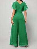 Mono Elegante de Pierna Ancha con Lazo y Mangas Mariposa
