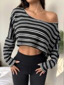 Remera Casual Manga Murciélago con Hombros Descubiertos