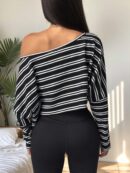Remera Casual Manga Murciélago con Hombros Descubiertos