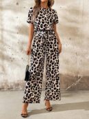 Mono Elegante de Pierna Ancha con Cinturón y Cuello Redondo