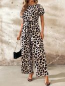 Mono Elegante de Pierna Ancha con Cinturón y Cuello Redondo