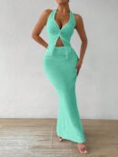 Set de Verano Top Halter con Nudo Frontal y Falda Sirena