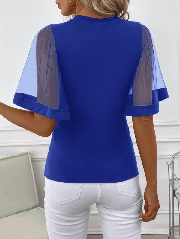 Remera Negra de Negocios Casual con Mangas Flare en Malla - Image 52