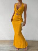Set de Verano Top Halter con Nudo Frontal y Falda Sirena