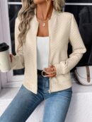 Chaqueta Tejida Jacquard Casual en Color Caqui