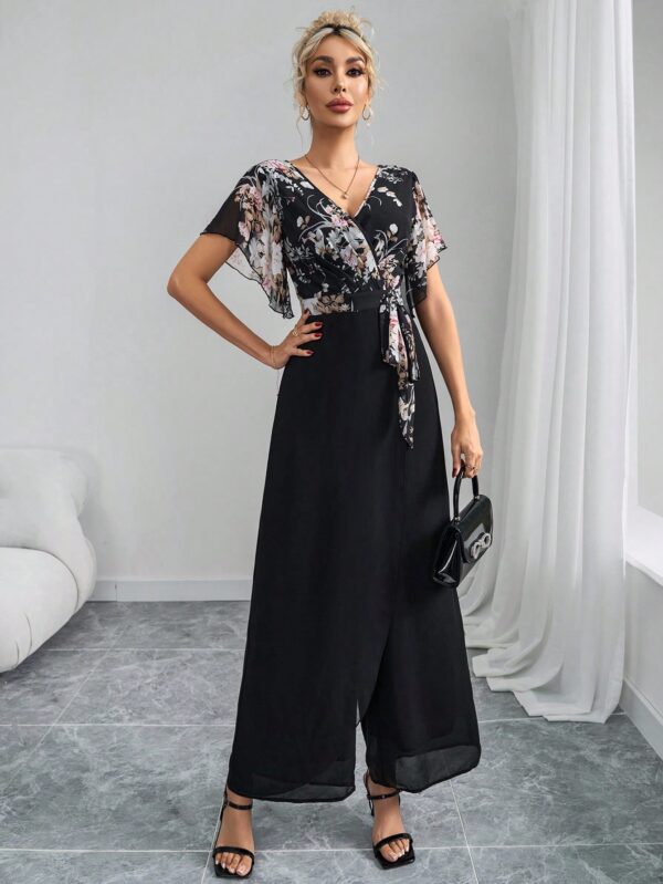 Mono Elegante de Pierna Ancha con Lazo y Mangas Mariposa - Image 56