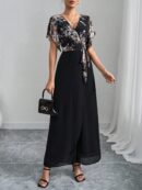 Mono Elegante de Pierna Ancha con Lazo y Mangas Mariposa