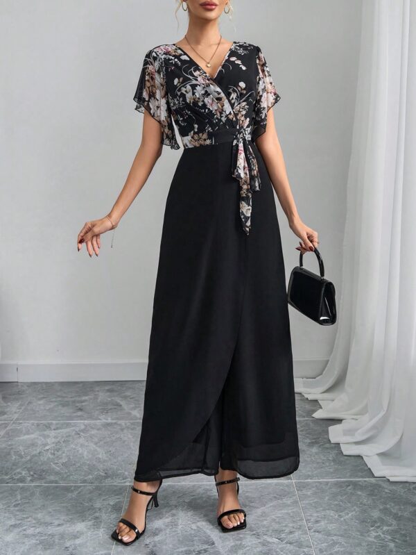 Mono Elegante de Pierna Ancha con Lazo y Mangas Mariposa - Image 60