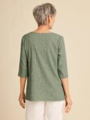 Camisa Casual Manga Larga con Estampado Floral y Cuello Redondo