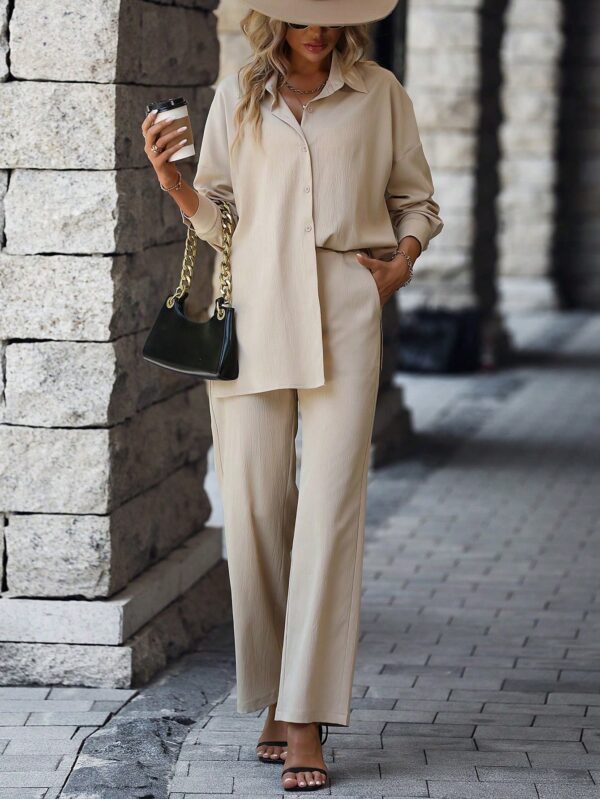Conjunto Casual de Blusa Suelta y Pantalones con Manga Caída - Image 13