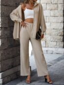 Conjunto Casual de Blusa Suelta y Pantalones con Manga Caída