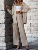 Conjunto Casual de Blusa Suelta y Pantalones con Manga Caída