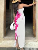 Vestido Midi Elegante con Estampado Floral y Tie-Dye