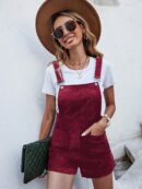 Enterizo Corto de Pana con Doble Bolsillo y Tirantes