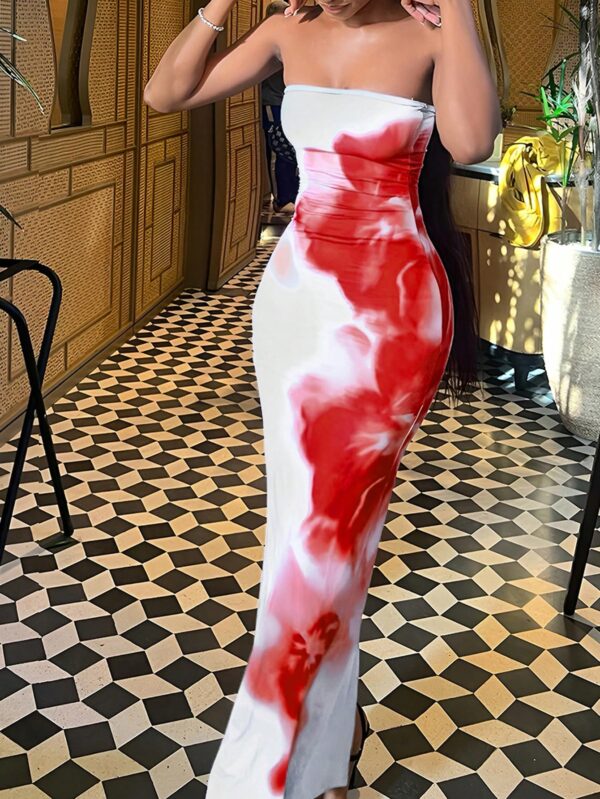 Vestido Midi Elegante con Estampado Floral y Tie-Dye - Image 13