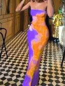 Vestido Midi Elegante con Estampado Floral y Tie-Dye