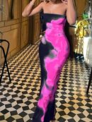 Vestido Midi Elegante con Estampado Floral y Tie-Dye
