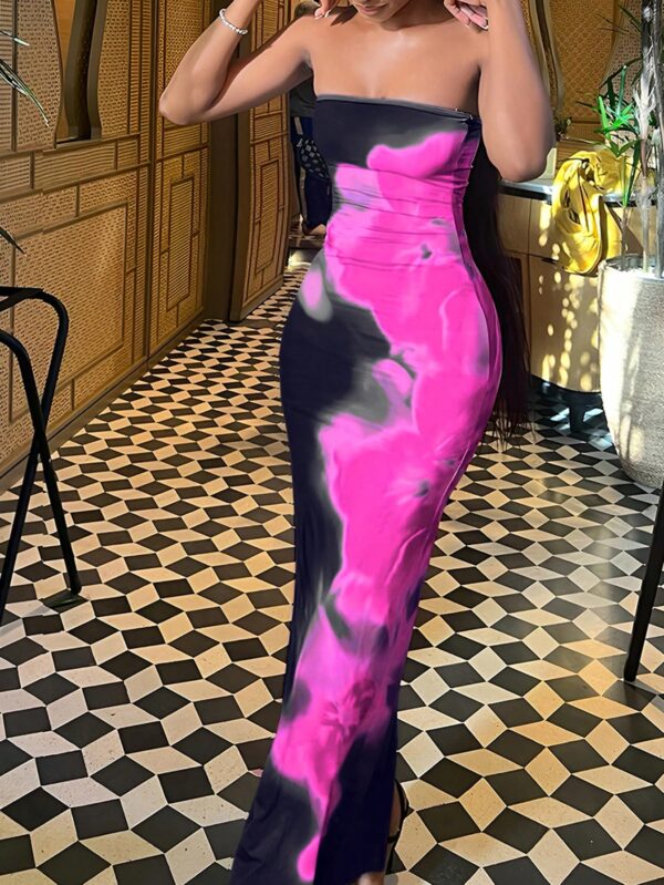 Vestido Midi Elegante con Estampado Floral y Tie-Dye - Image 18
