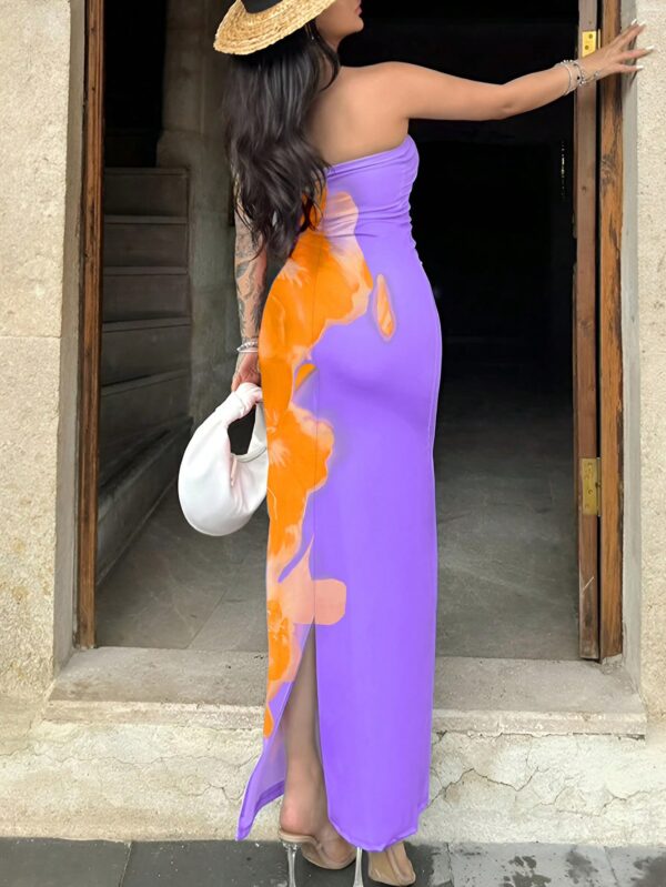 Vestido Midi Elegante con Estampado Floral y Tie-Dye - Image 10