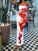 Vestido Midi Elegante con Estampado Floral y Tie-Dye