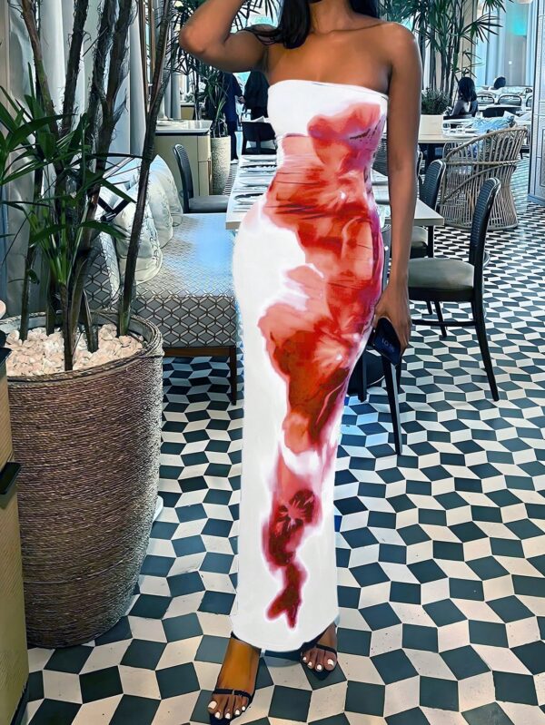 Vestido Midi Elegante con Estampado Floral y Tie-Dye - Image 15