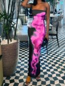 Vestido Midi Elegante con Estampado Floral y Tie-Dye