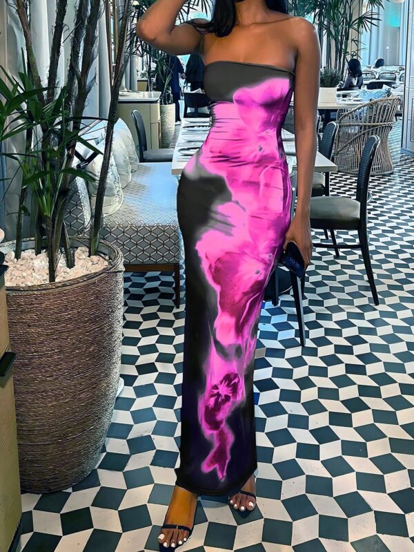Vestido Midi Elegante con Estampado Floral y Tie-Dye - Image 20