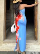 Vestido Midi Elegante con Estampado Floral y Tie-Dye