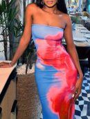 Vestido Midi Elegante con Estampado Floral y Tie-Dye