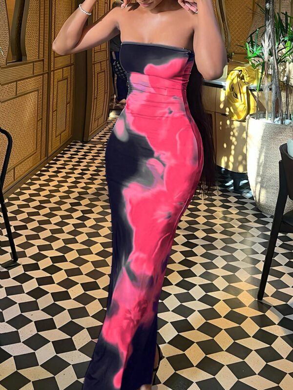 Vestido Midi Elegante con Estampado Floral y Tie-Dye - Image 23
